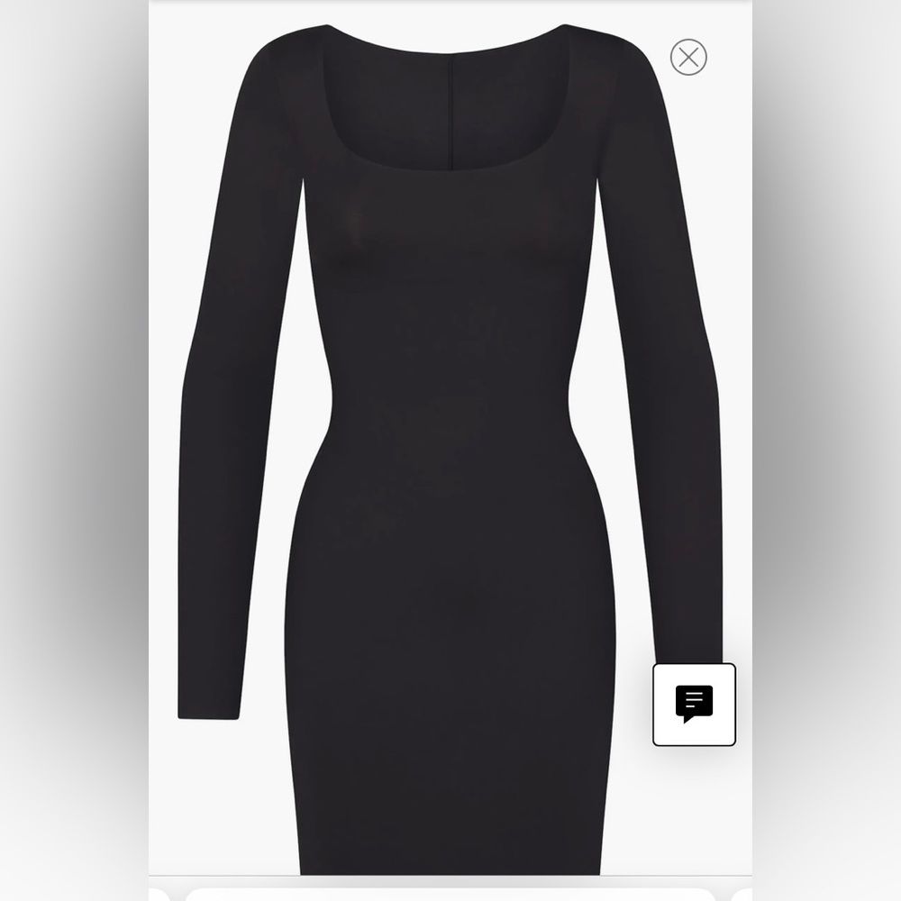 Skims body long sleeve slip dress | Onyx | XL